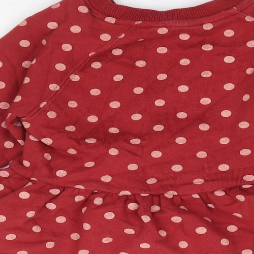 NEXT Girls Red Crew Neck Polka Dot Cotton Pullover Jumper Size 2-3 Years  Pullover