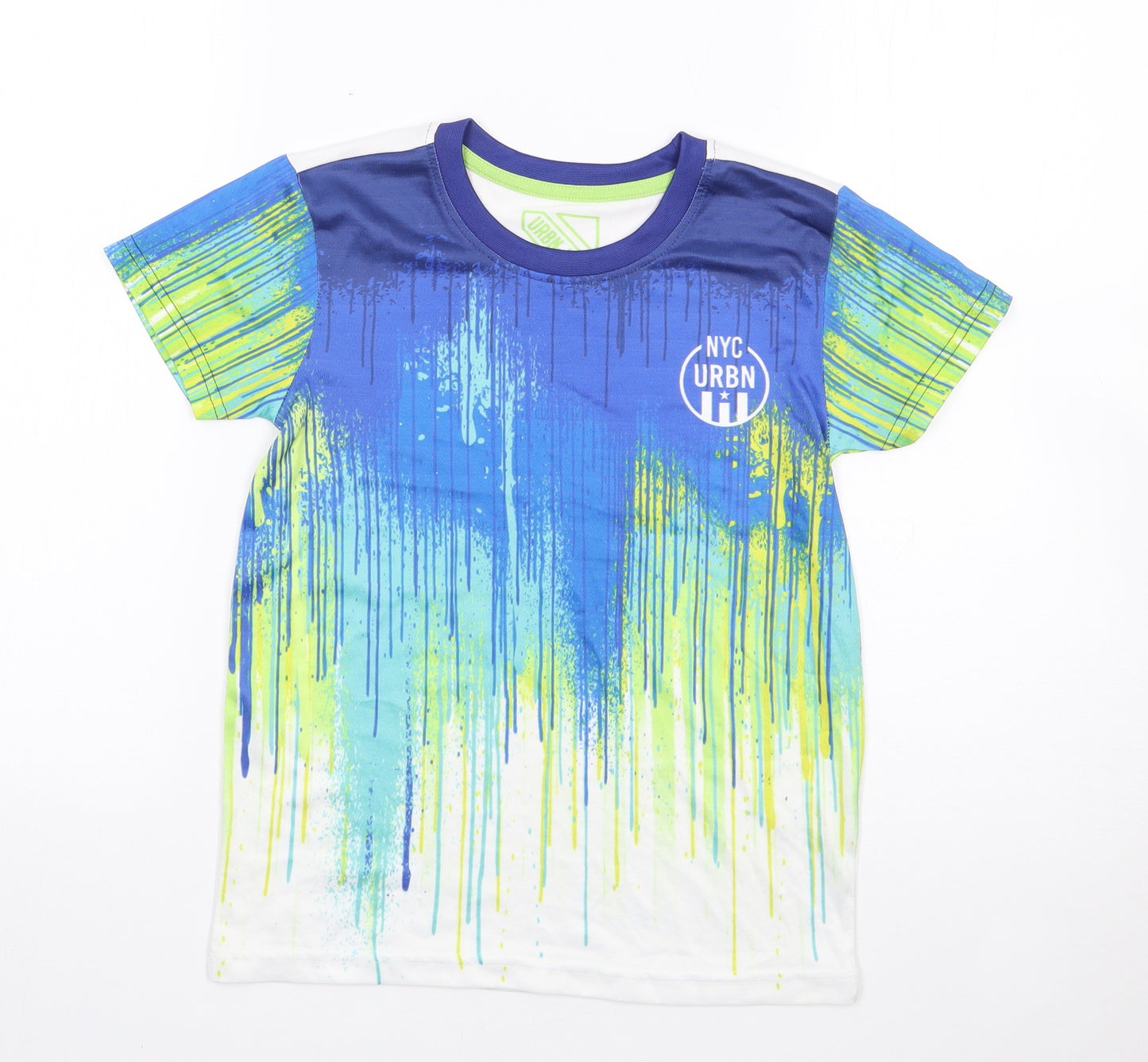 Matalan Boys Multicoloured Geometric Polyester Jersey T-Shirt Size 8 Years Crew Neck Pullover