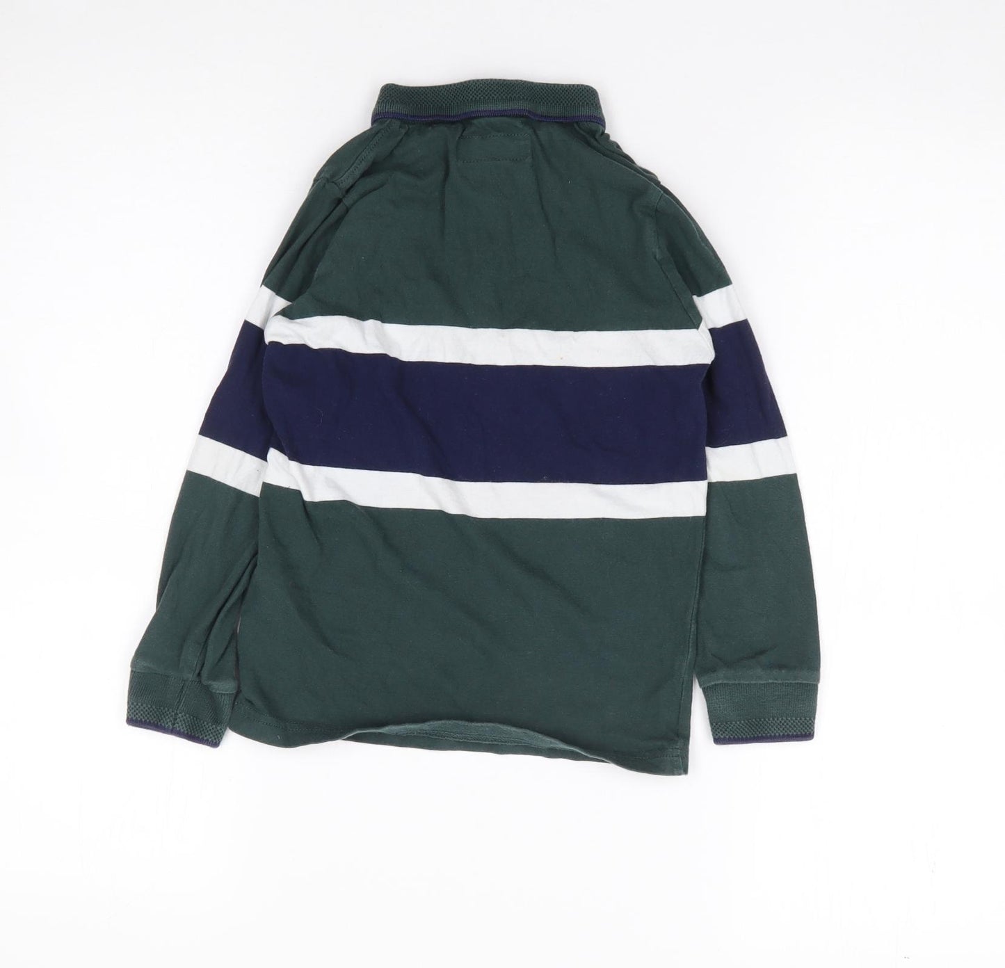 NEXT Boys Green Colourblock 100% Cotton Jersey T-Shirt Size 6 Years Collared Pullover