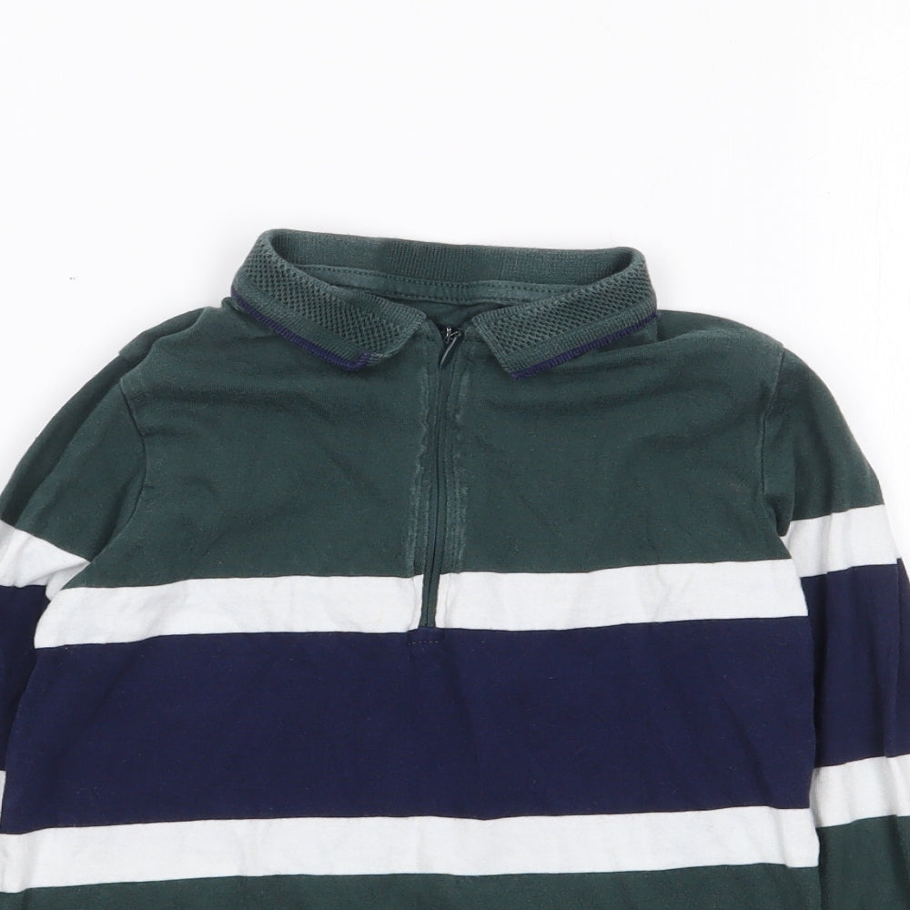 NEXT Boys Green Colourblock 100% Cotton Jersey T-Shirt Size 6 Years Collared Pullover