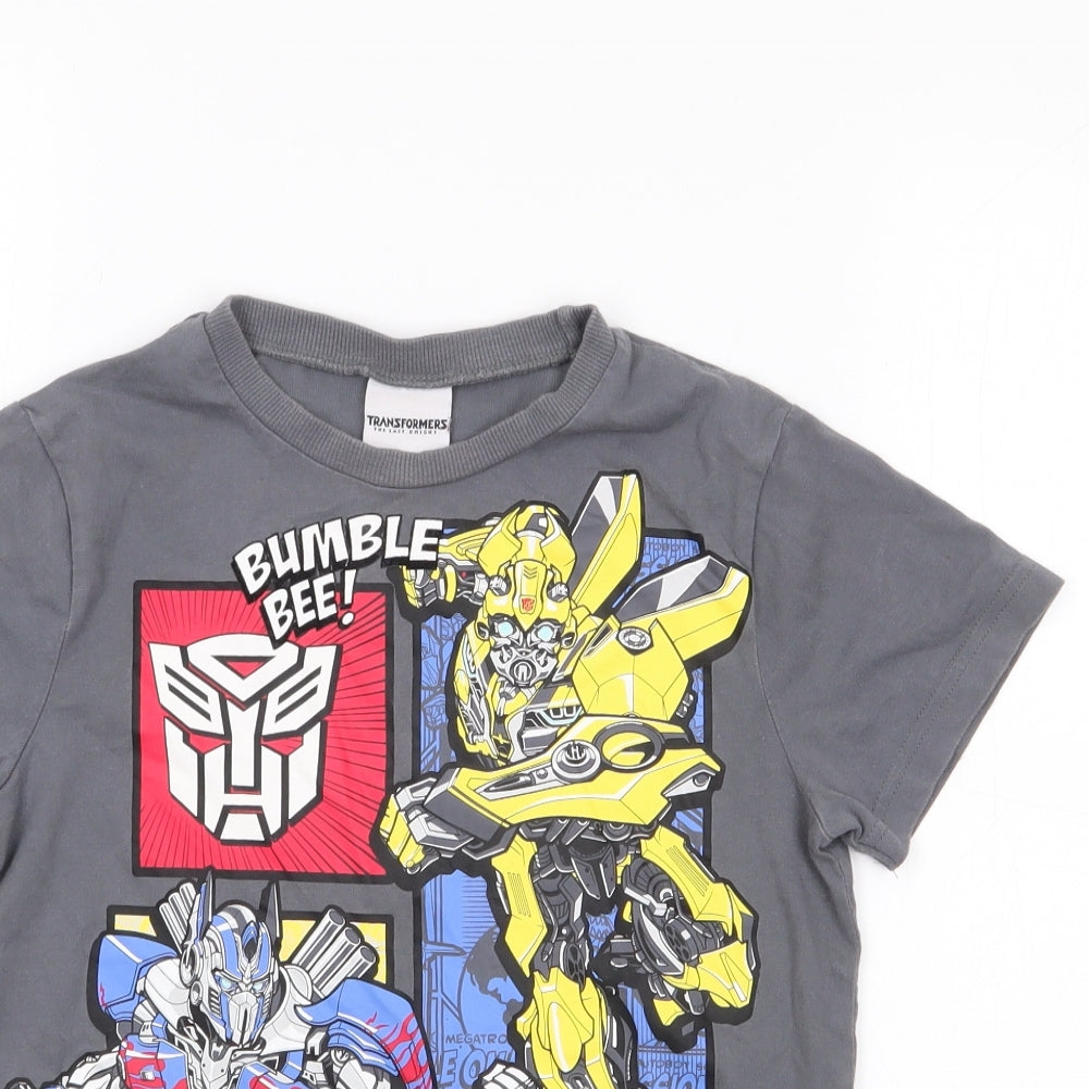 Matalan Boys Grey  100% Cotton Jersey T-Shirt Size 9 Years Crew Neck Pullover - Transformers
