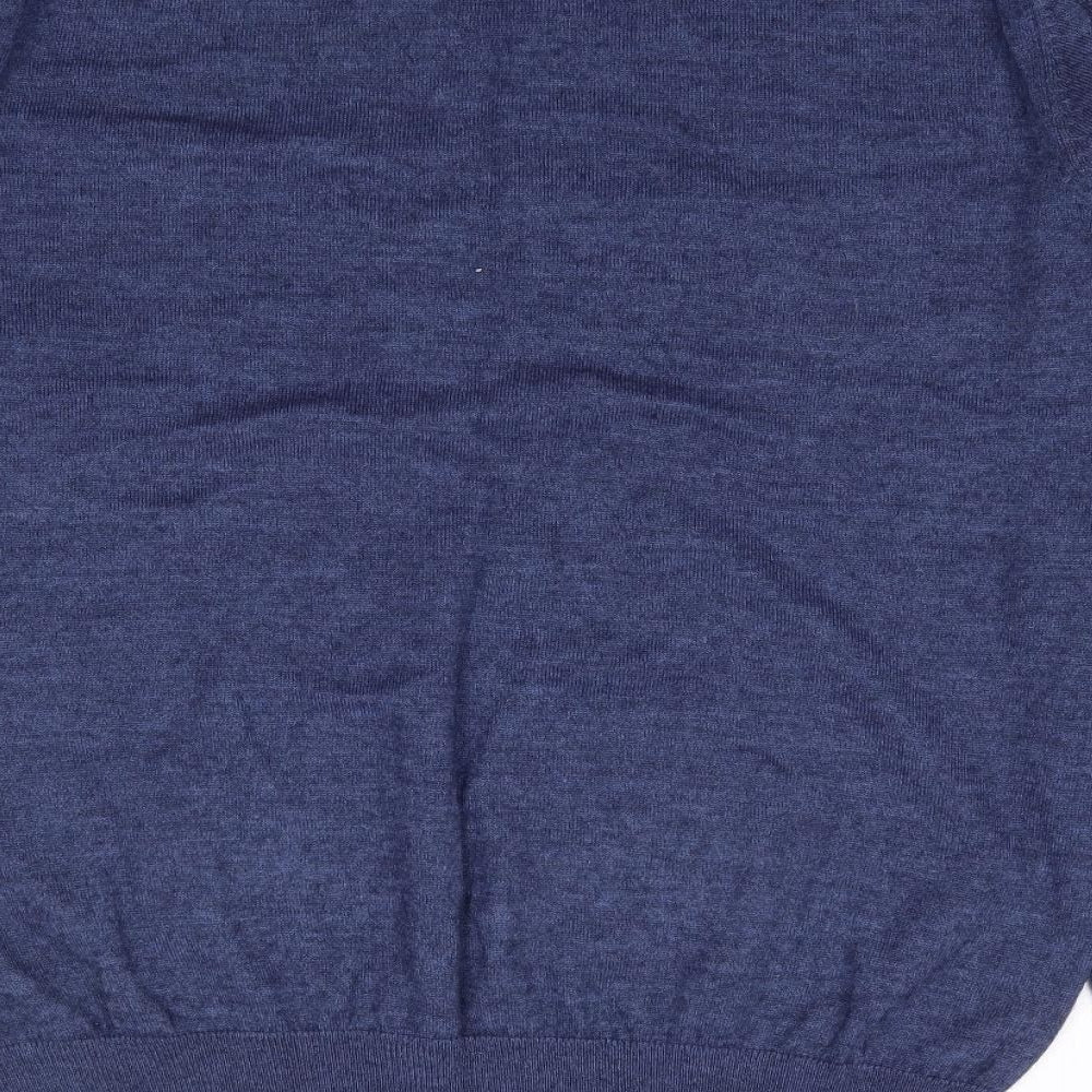 Dunnes Mens Blue V-Neck  Wool Pullover Jumper Size 2XL   - Merino Wool
