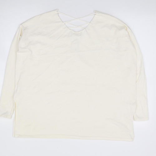 Wild Honey Womens Ivory V-Neck  Rayon Pullover Jumper Size S