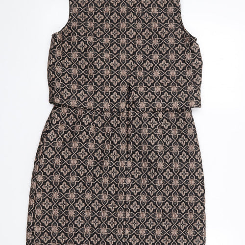 Marks and Spencer Womens Multicoloured Geometric Polyester A-Line  Size 8  Round Neck Zip