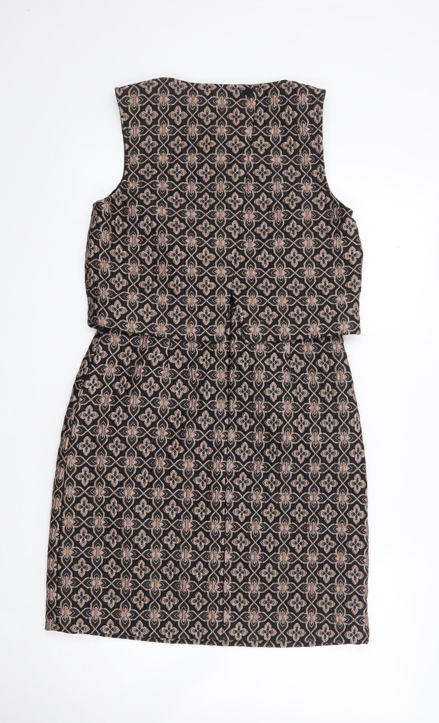 Marks and Spencer Womens Multicoloured Geometric Polyester A-Line  Size 8  Round Neck Zip