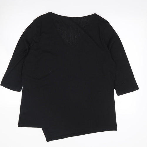 Papaya Womens Black  Polyester Jersey Blouse Size 18 V-Neck - Ribbed