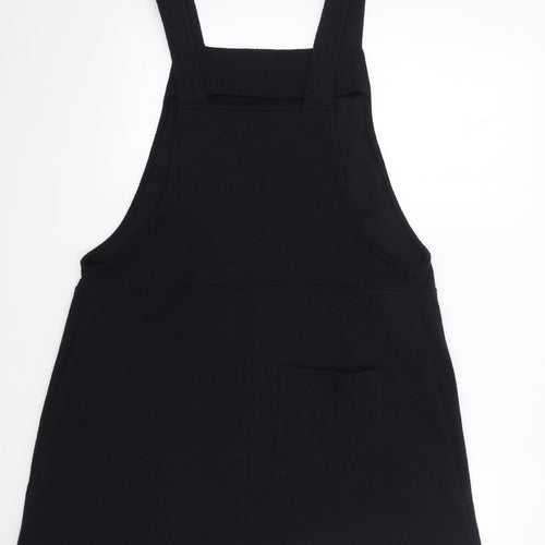 Matalan Womens Black  Polyester Pinafore/Dungaree Dress  Size 16  Square Neck Pullover