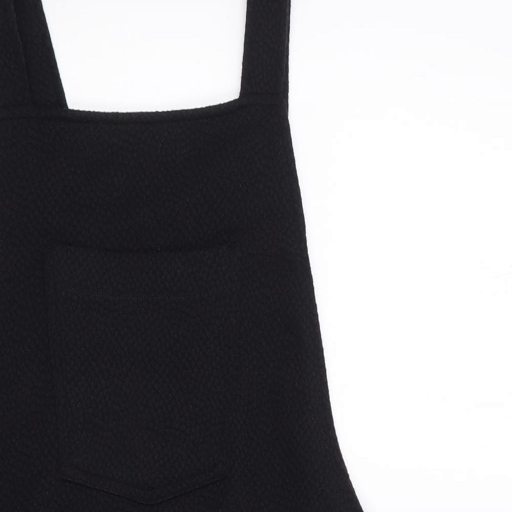 Matalan Womens Black  Polyester Pinafore/Dungaree Dress  Size 16  Square Neck Pullover