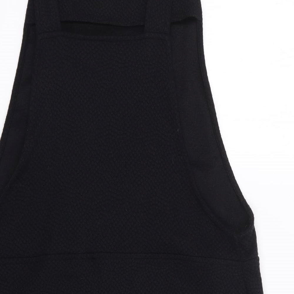 Matalan Womens Black  Polyester Pinafore/Dungaree Dress  Size 16  Square Neck Pullover