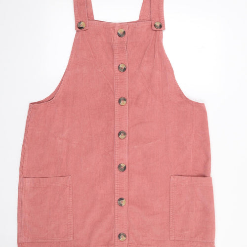 Matalan Womens Pink  100% Cotton Pinafore/Dungaree Dress  Size 18  Square Neck Button
