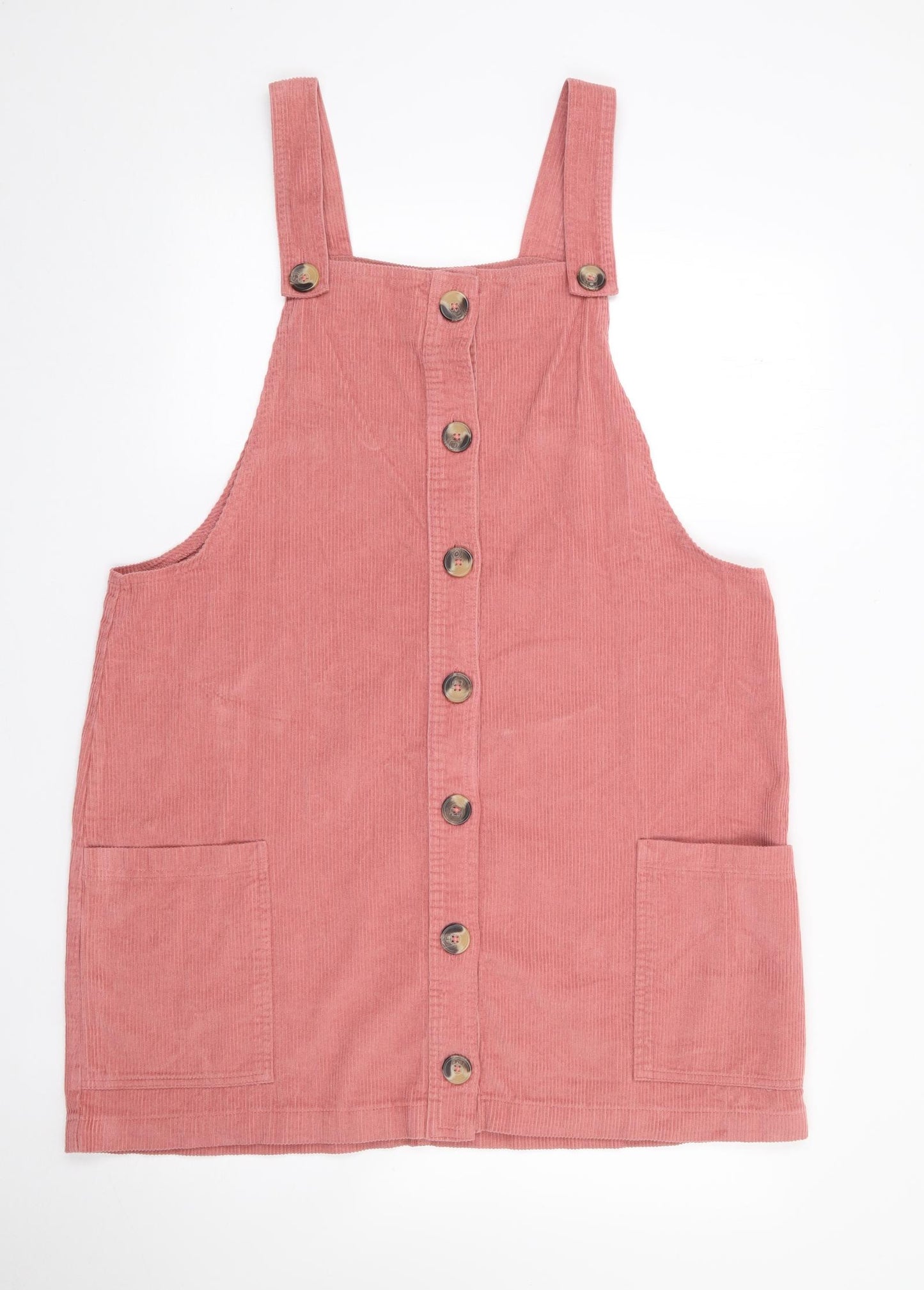 Matalan Womens Pink  100% Cotton Pinafore/Dungaree Dress  Size 18  Square Neck Button