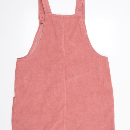 Matalan Womens Pink  100% Cotton Pinafore/Dungaree Dress  Size 18  Square Neck Button