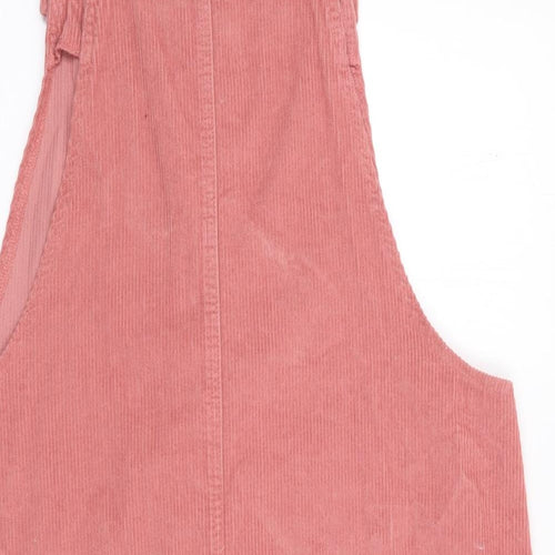 Matalan Womens Pink  100% Cotton Pinafore/Dungaree Dress  Size 18  Square Neck Button