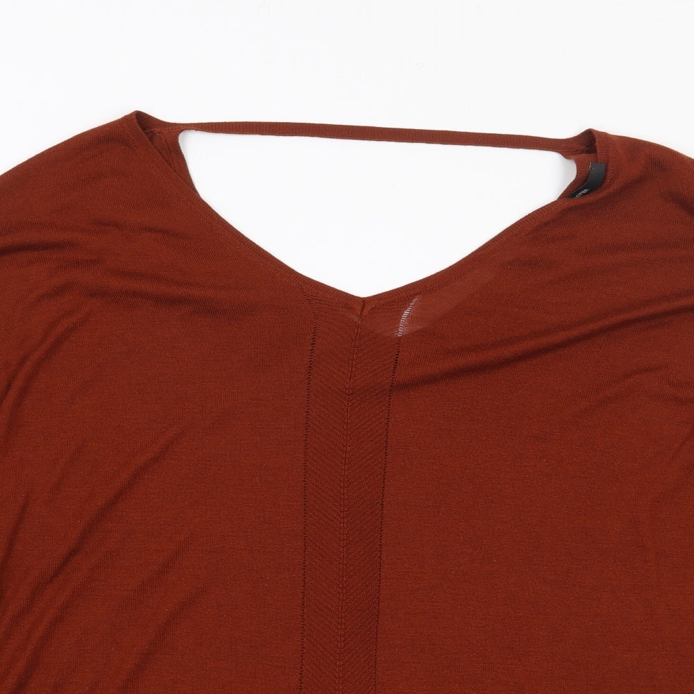 George Womens Brown V-Neck  Acrylic Pullover Jumper Size 18