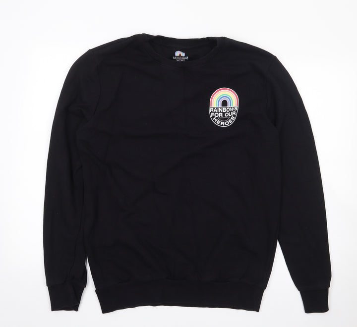 F&F Womens Black  Cotton Pullover Sweatshirt Size L  Pullover - Rainbow