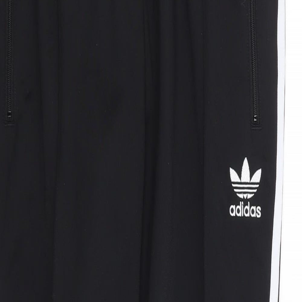 adidas Womens Black  Polyester Jogger Trousers Size 14 L29 in Regular Drawstring