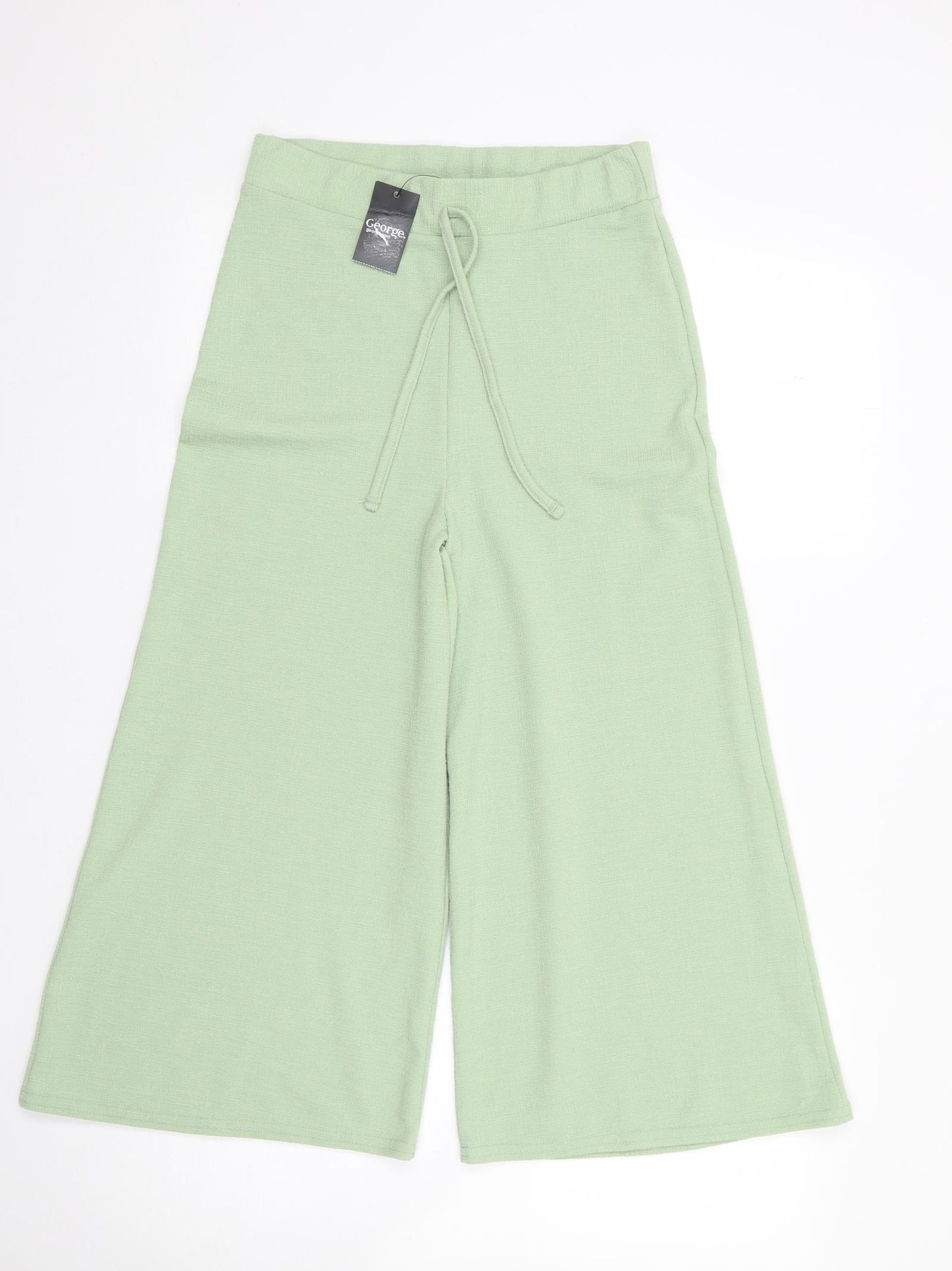 George Womens Green  Polyester Cropped Trousers Size 10 L20 in Regular Drawstring
