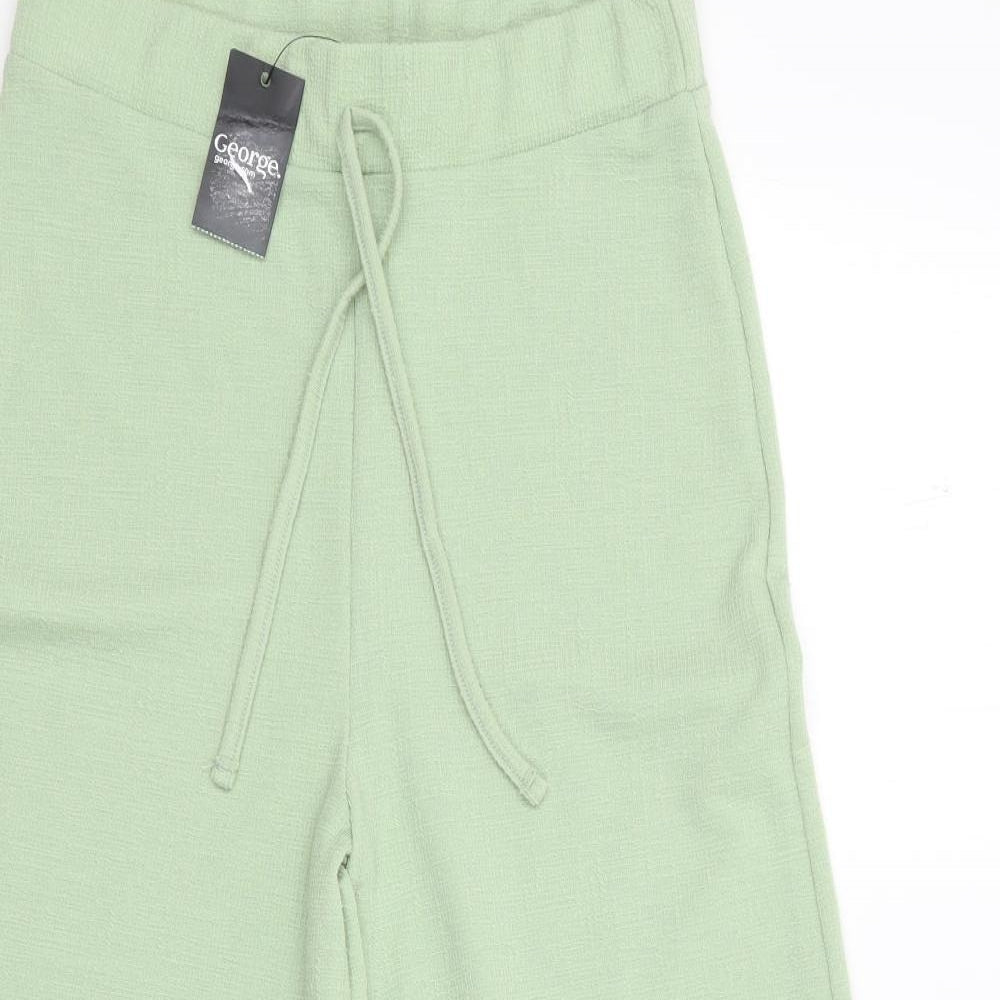 George Womens Green  Polyester Cropped Trousers Size 10 L20 in Regular Drawstring
