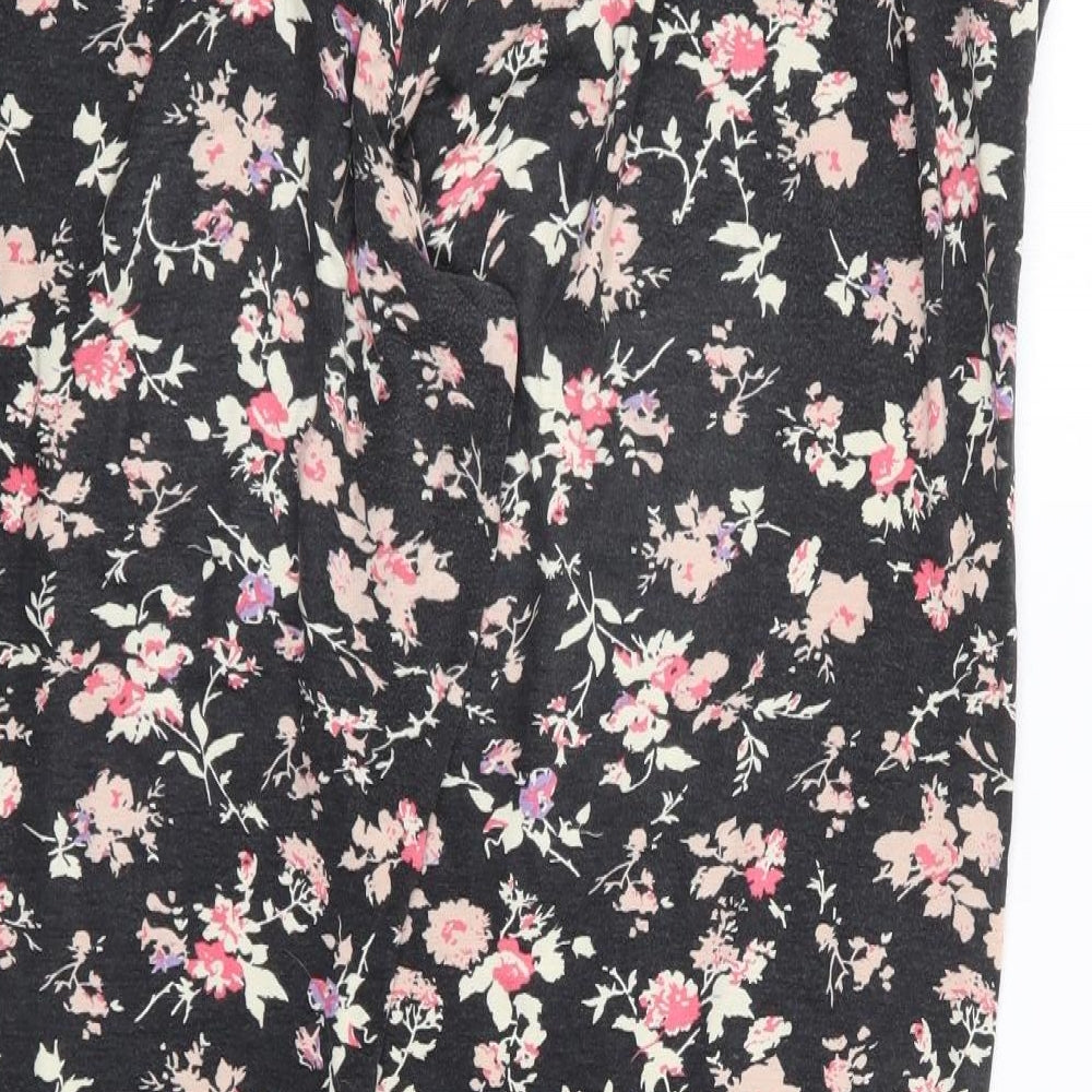 Peacocks Womens Black Floral Viscose Harem Trousers Size 16 L27 in Regular