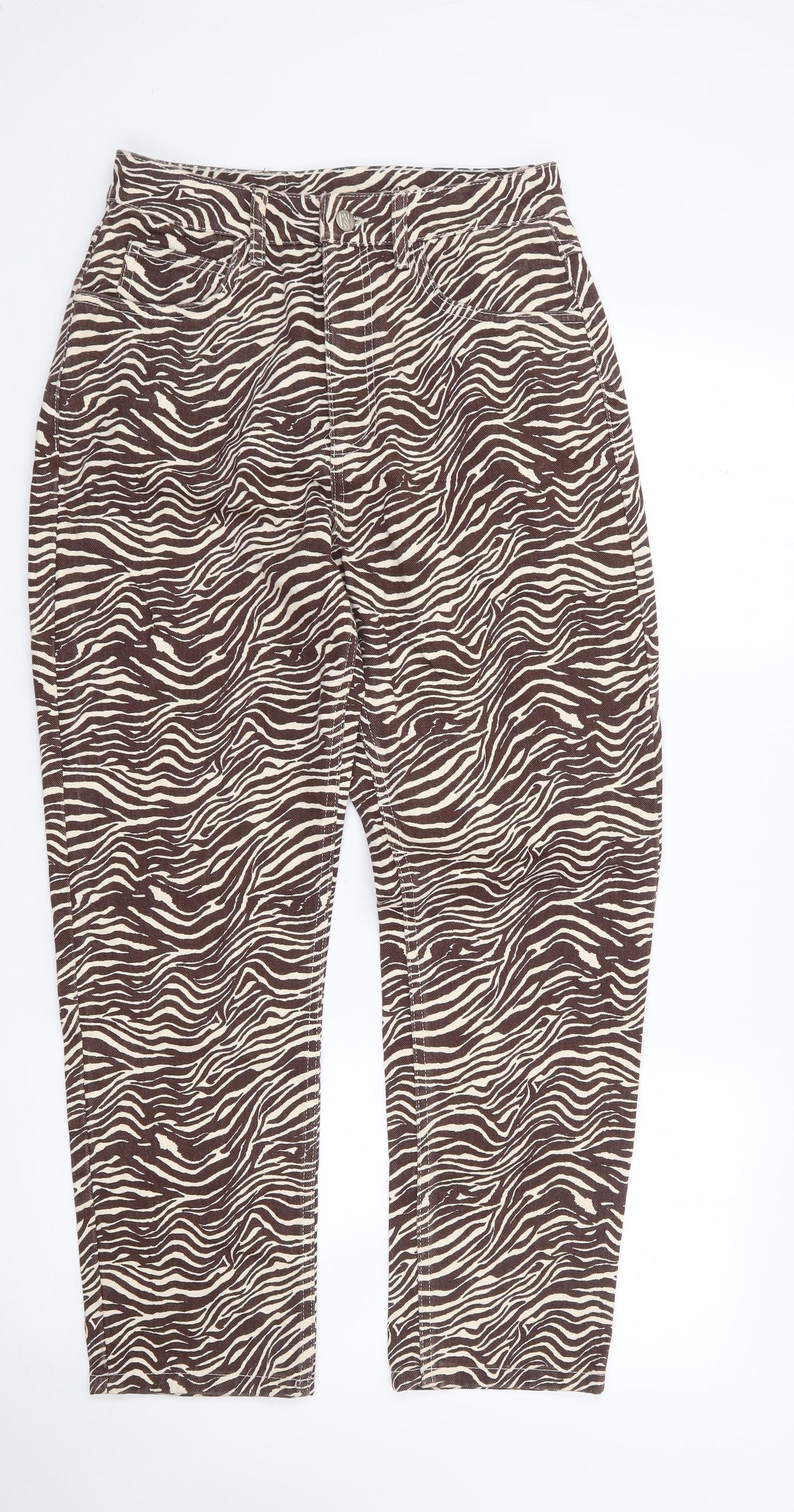 Reclaimed Vintage Womens Brown Animal Print 100% Cotton Straight Jeans Size 28 in L27 in Regular Zip