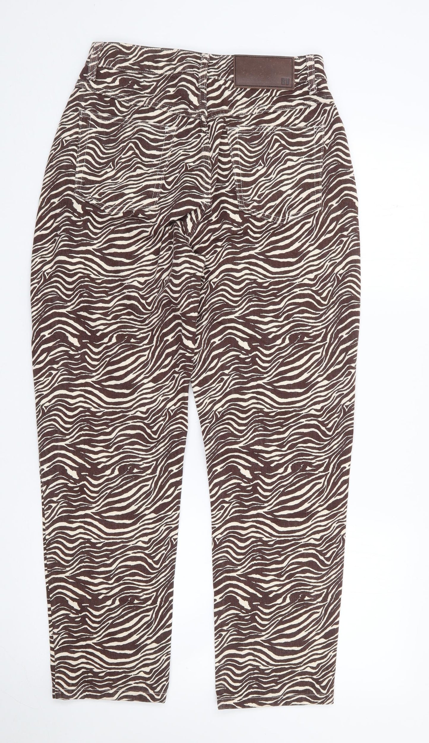 Reclaimed Vintage Womens Brown Animal Print 100% Cotton Straight Jeans Size 28 in L27 in Regular Zip