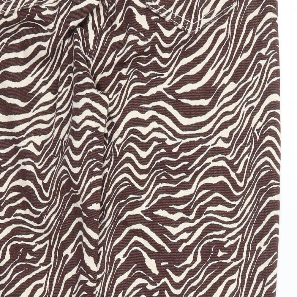 Reclaimed Vintage Womens Brown Animal Print 100% Cotton Straight Jeans Size 28 in L27 in Regular Zip