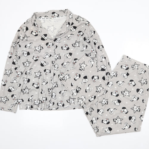 George Womens Grey Geometric Cotton Top Pyjama Set Size 12   - 101 Dalmations, Disney