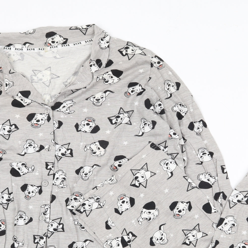 George Womens Grey Geometric Cotton Top Pyjama Set Size 12   - 101 Dalmations, Disney