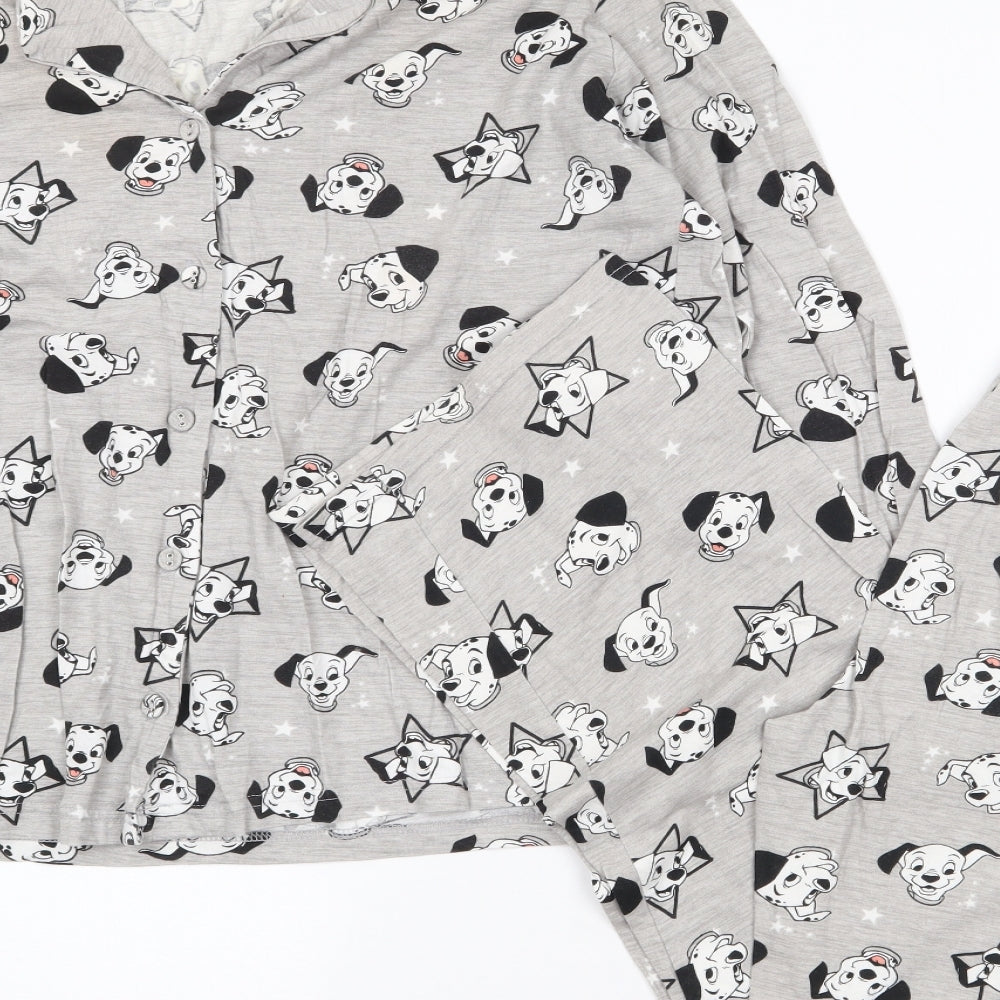 George Womens Grey Geometric Cotton Top Pyjama Set Size 12   - 101 Dalmations, Disney
