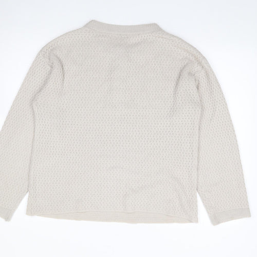 Preworn Womens Beige Round Neck  Acrylic Pullover Jumper Size S
