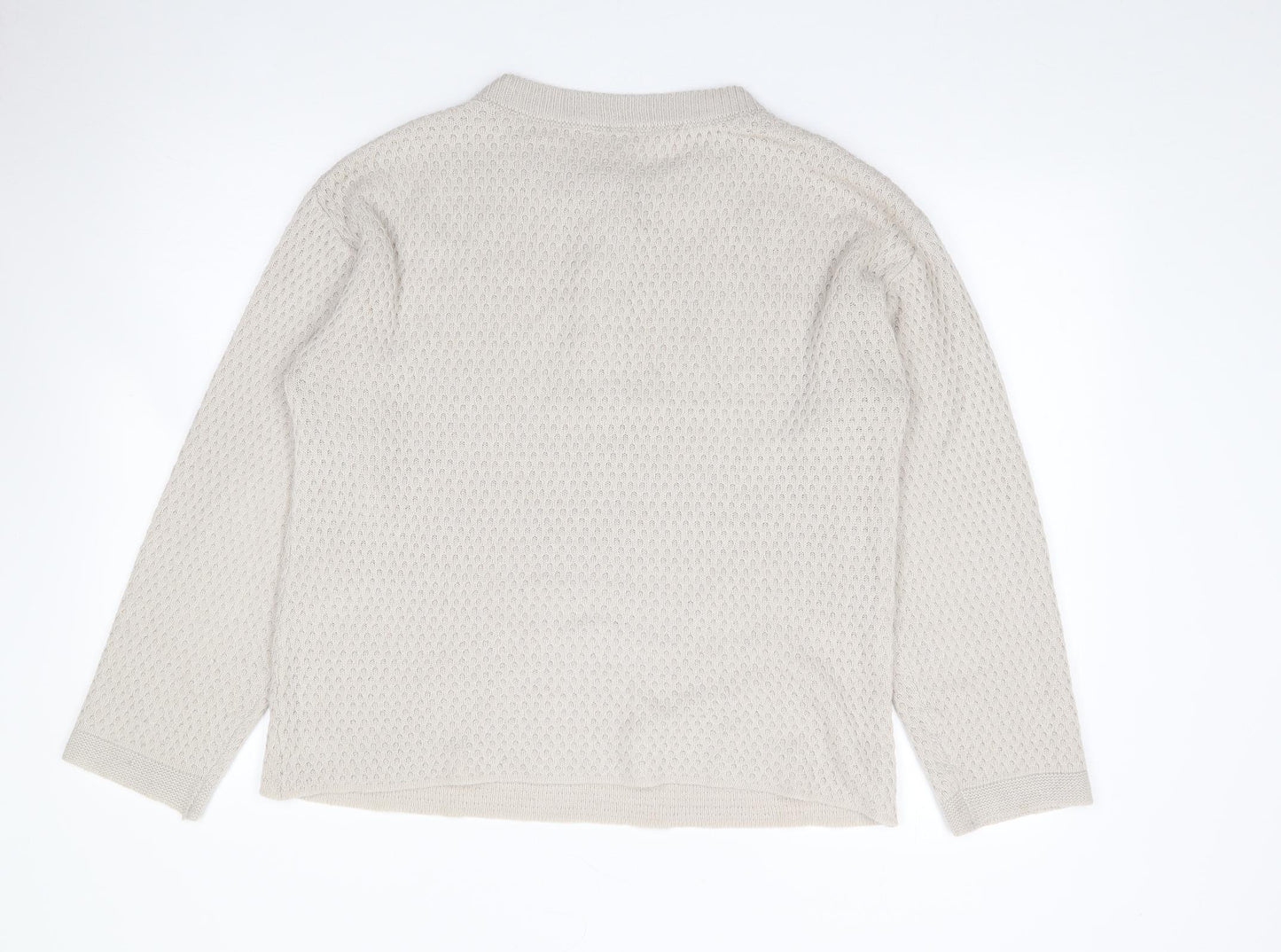Preworn Womens Beige Round Neck  Acrylic Pullover Jumper Size S