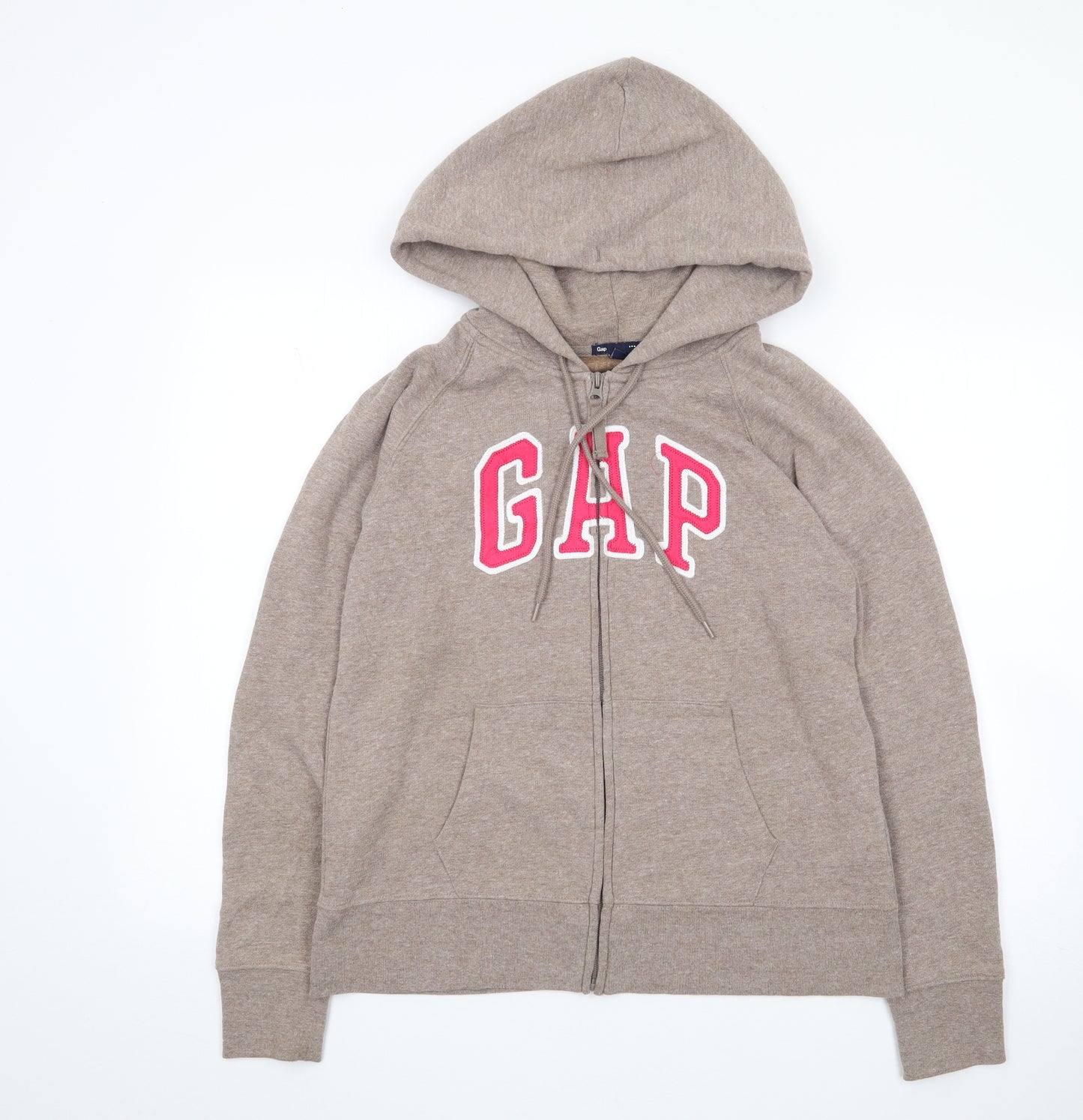 Gap Womens Beige  Cotton Full Zip Hoodie Size L  Zip
