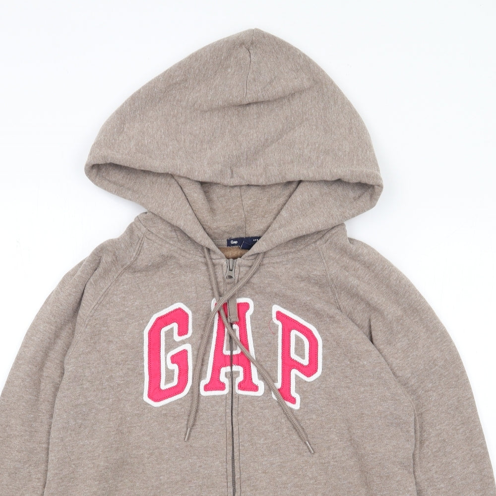 Gap Womens Beige  Cotton Full Zip Hoodie Size L  Zip