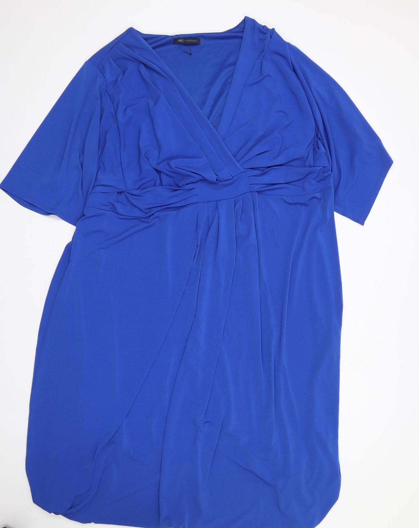 Marks and Spencer Womens Blue  Polyester Maxi  Size 28  V-Neck Pullover