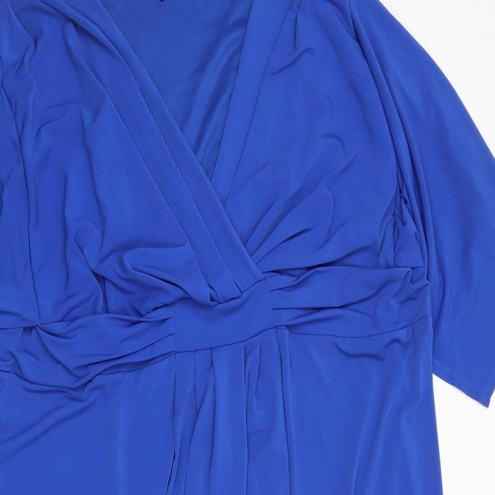 Marks and Spencer Womens Blue  Polyester Maxi  Size 28  V-Neck Pullover