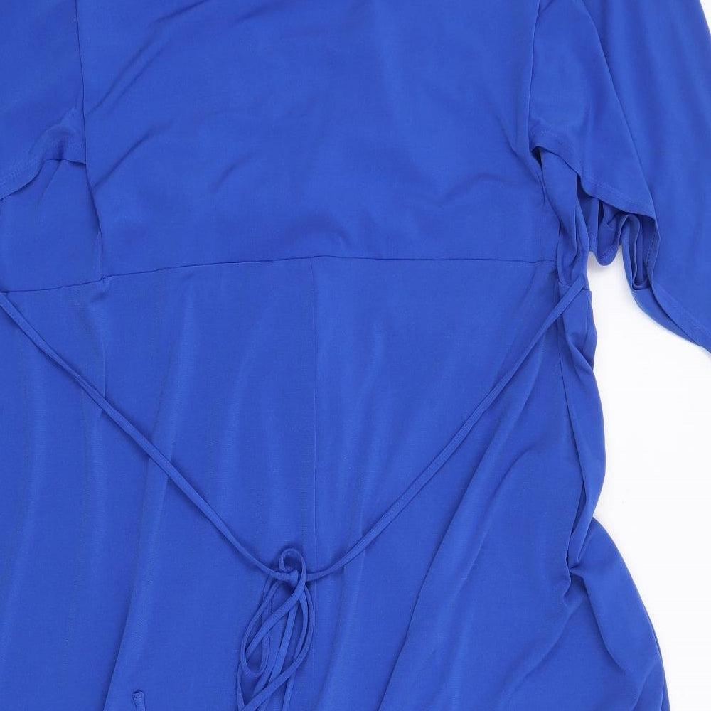 Marks and Spencer Womens Blue  Polyester Maxi  Size 28  V-Neck Pullover