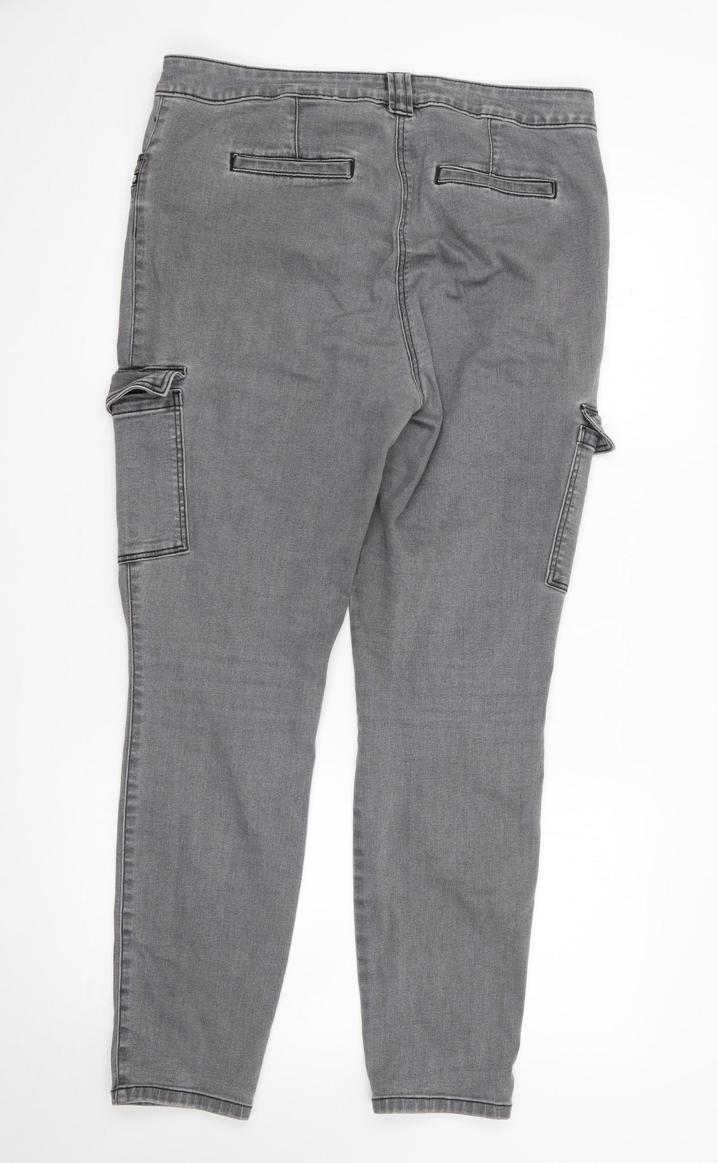 NEXT Womens Grey  Cotton Skinny Jeans Size 14 L27 in Regular Zip