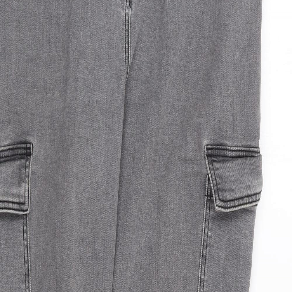 NEXT Womens Grey  Cotton Skinny Jeans Size 14 L27 in Regular Zip