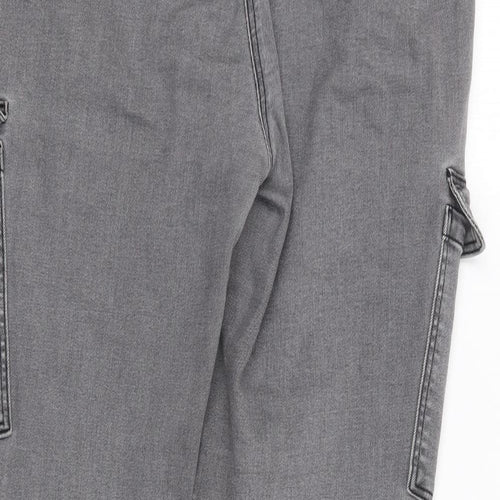 NEXT Womens Grey  Cotton Skinny Jeans Size 14 L27 in Regular Zip