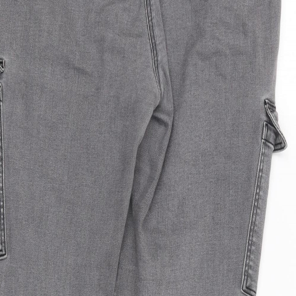 NEXT Womens Grey  Cotton Skinny Jeans Size 14 L27 in Regular Zip