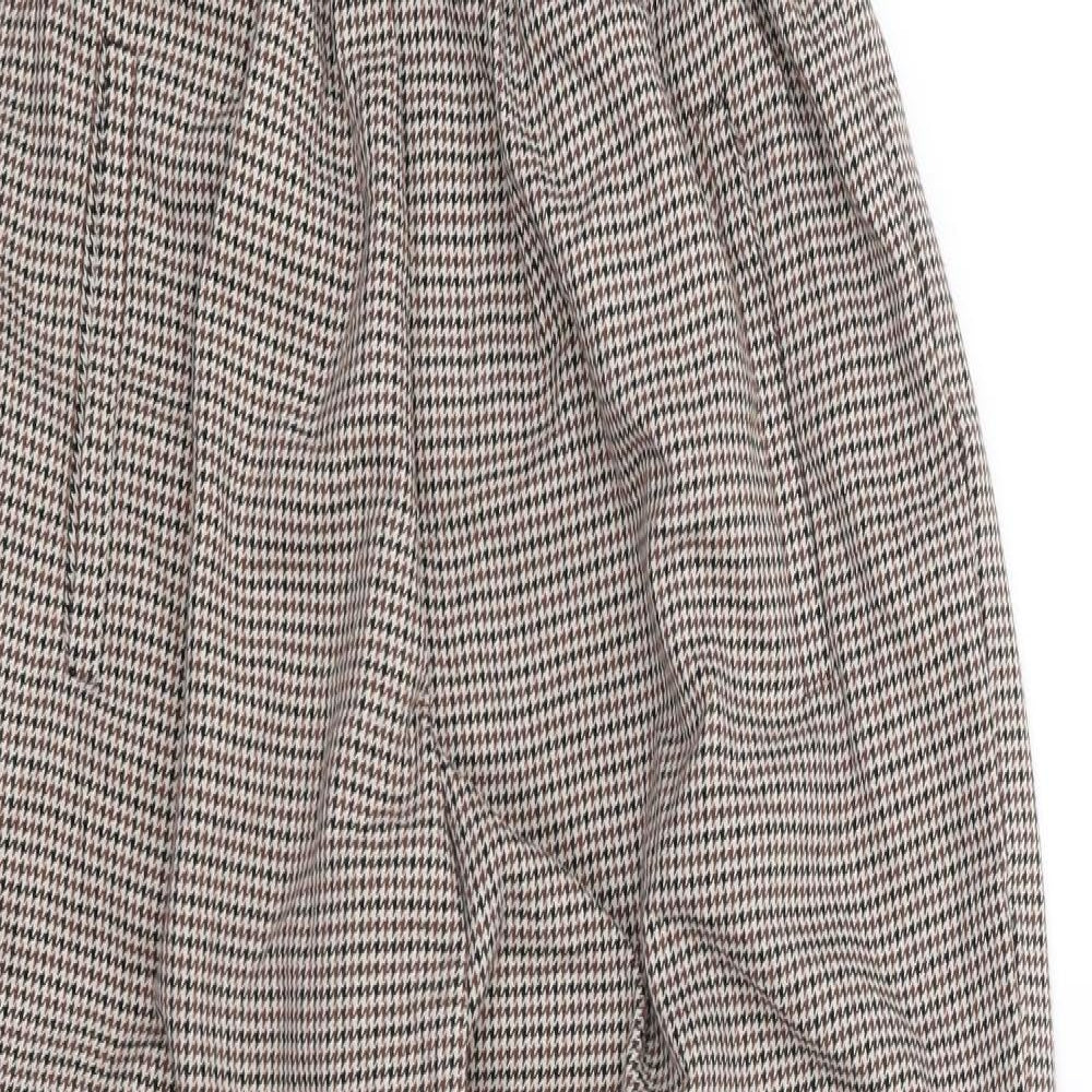 Zara Girls Brown Herringbone Polyester Chino Trousers Size 13-14 Years L22 in Regular