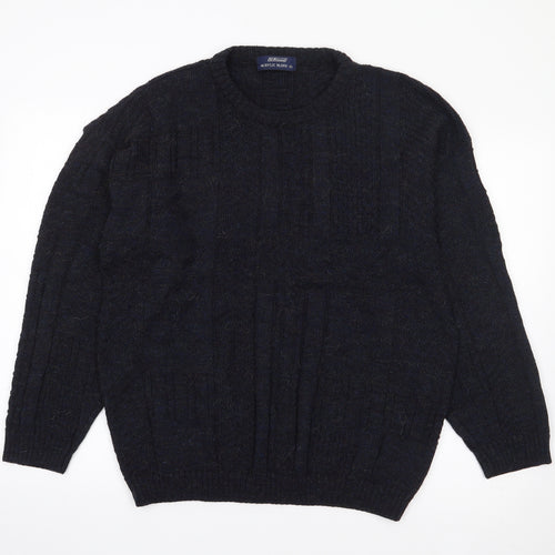 St Bernard Mens Blue Crew Neck  Acrylic Pullover Jumper Size L