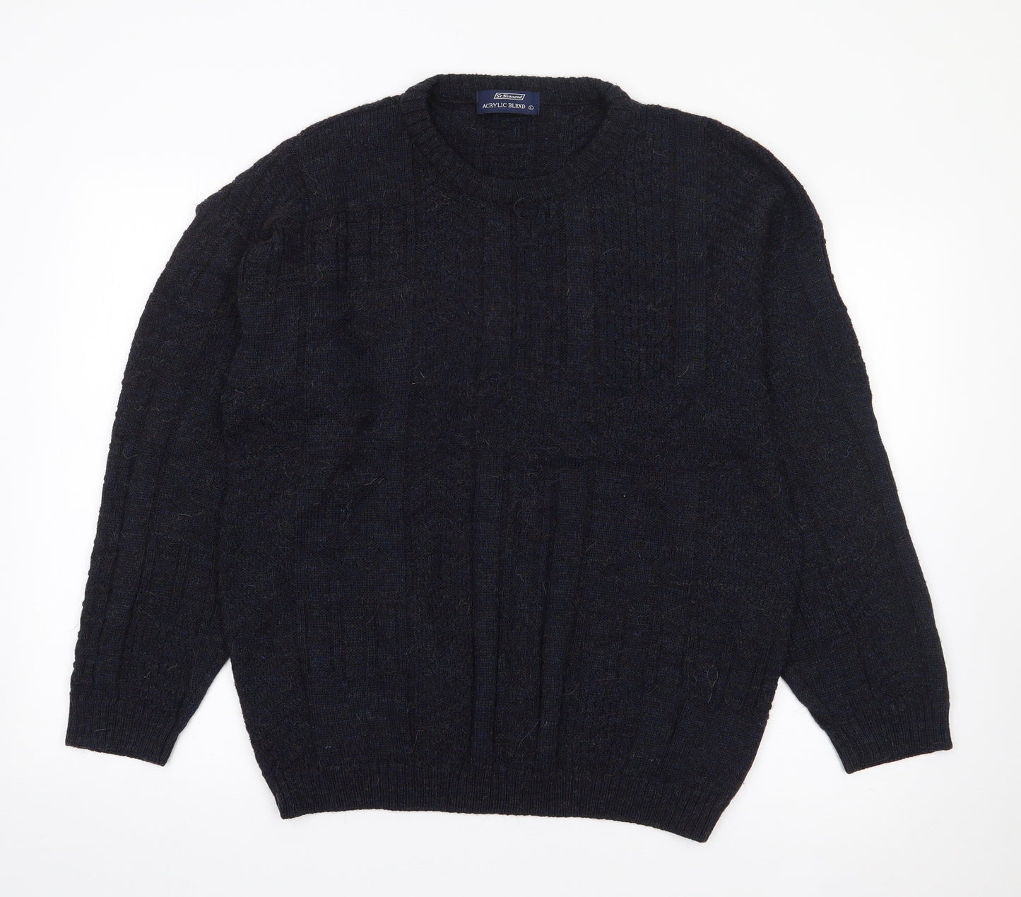 St Bernard Mens Blue Crew Neck  Acrylic Pullover Jumper Size L