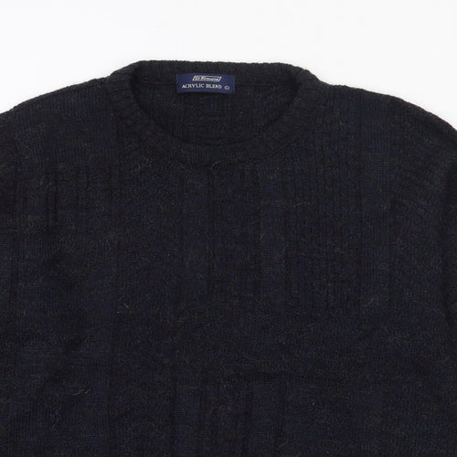 St Bernard Mens Blue Crew Neck  Acrylic Pullover Jumper Size L