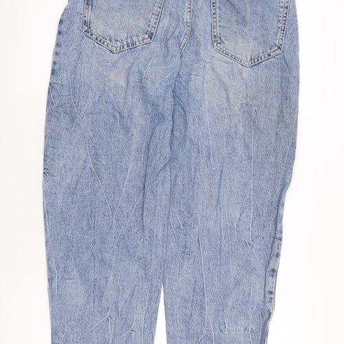Bershka Womens Blue  Polyester Mom Jeans Size S L27 in Regular Zip