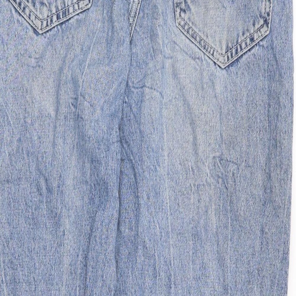 Bershka Womens Blue  Polyester Mom Jeans Size S L27 in Regular Zip