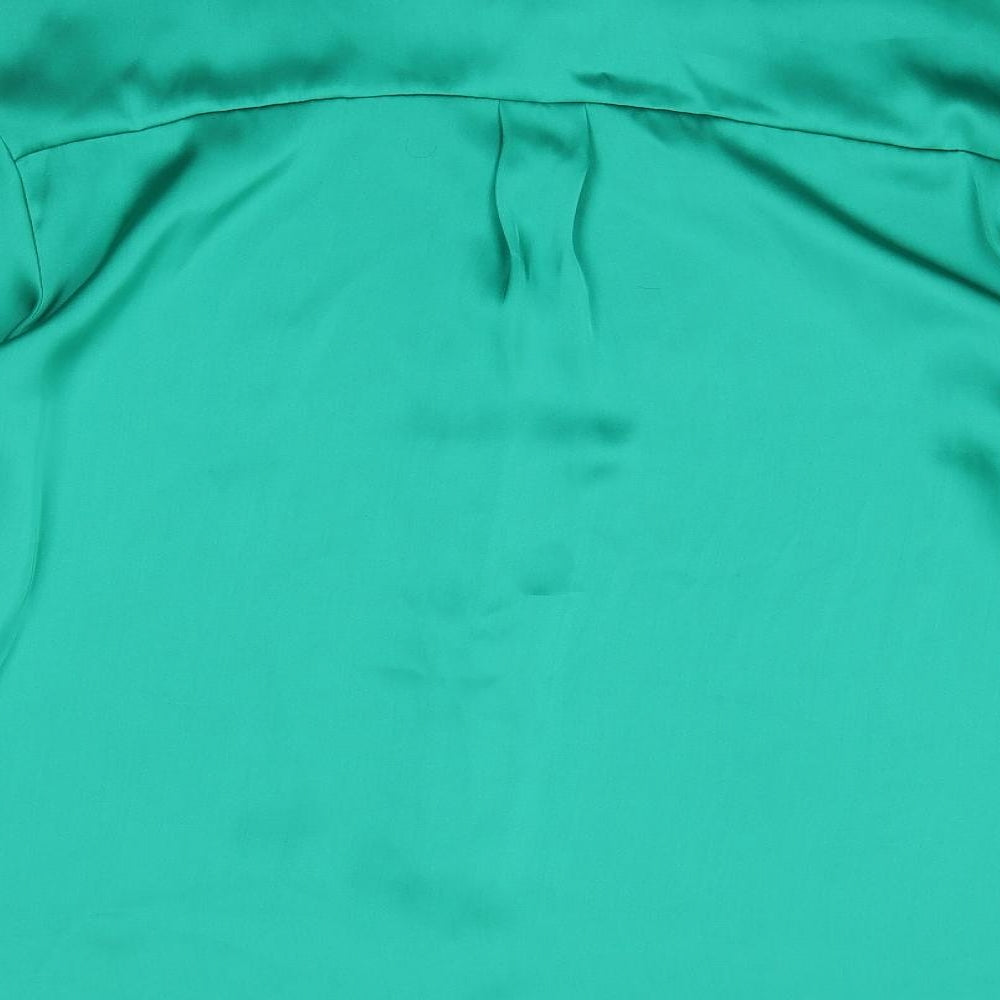 Dunnes Stores Womens Green  Polyester Jersey Button-Up Size 14 Collared