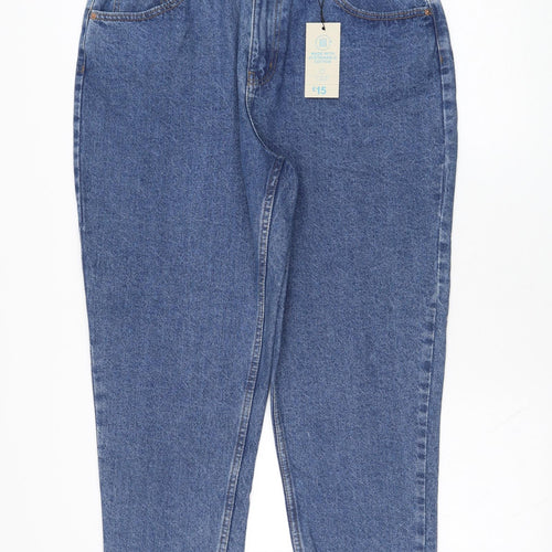 Primark Womens Blue  Cotton Straight Jeans Size 16 L27 in Regular Zip