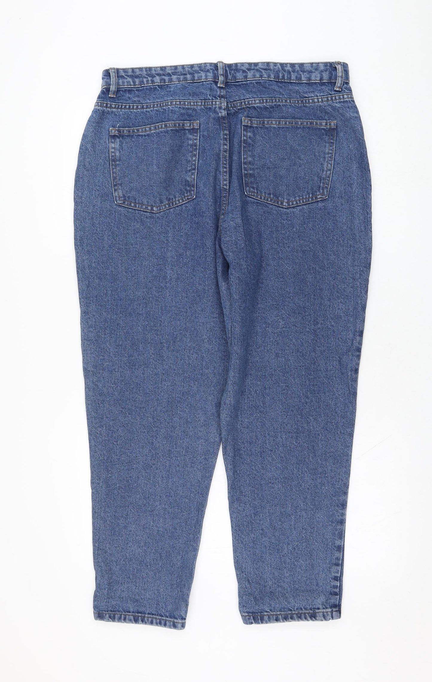 Primark Womens Blue  Cotton Straight Jeans Size 16 L27 in Regular Zip