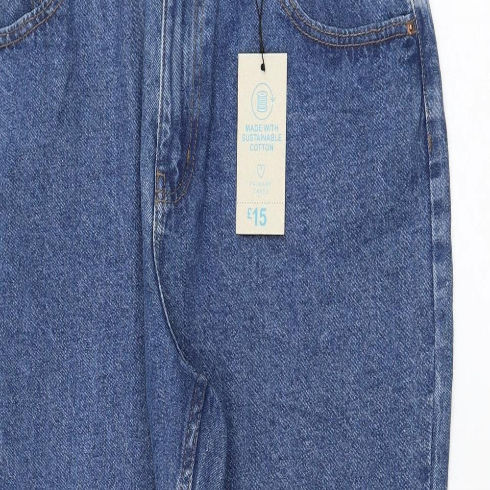 Primark Womens Blue  Cotton Straight Jeans Size 16 L27 in Regular Zip
